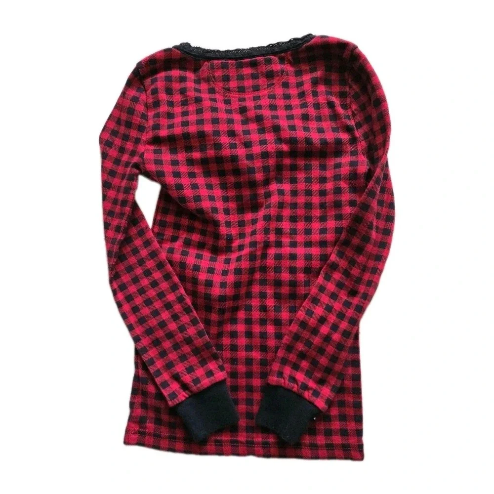 Ralph Lauren Polo Shirt Girl SZ 6X Cotton Long Sleeve Buffalo Plaid Sleep PJ Top